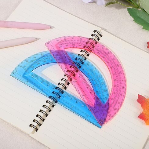 2 Packs 6 Inch Plastic Protractor Math Protractors 180 Degrees Angle Measurement, Protractor Classroom Set for Geometry Classroom Student School Office Supplies(Pink, Blue) in Saudi Arabia