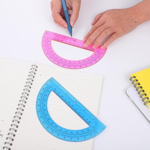 2 Packs 6 Inch Plastic Protractor Math Protractors 180 Degrees Angle Measurement, Protractor Classroom Set for Geometry Classroom Student School Office Supplies(Pink, Blue) in Saudi Arabia