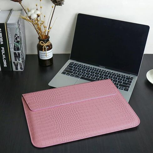 Crocodile Grain Pu Leather Right Rilap Bag Bage Captop Capatible متوافق مع 13/13.6 بوصة Macbook Air/Pro 2025-2016 M4 M3 M2 M1 A3240 A3113 A2681 A2337 A2179 A1932 ، العلامة التجارية الأخرى من 13 إلى 13.3 بوصة ، Pink ، Pink. in Kuwait