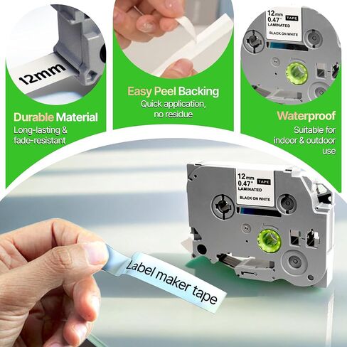 Label Maker Tape Compatible with Brother P Touch TZe-231, 12mm 0.47 White Laminated Roll, Durable Refills for Brother Devices, Works with Label Maker Machine with Tape and Label Printer, 2-Pack in Saudi Arabia