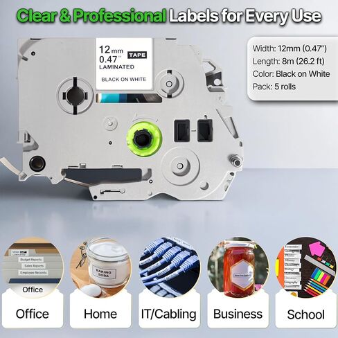 Label Maker Tape Compatible with Brother P Touch TZe-231, 12mm 0.47 White Laminated Roll, Durable Refills for Brother Devices, Works with Label Maker Machine with Tape and Label Printer, 2-Pack in Saudi Arabia