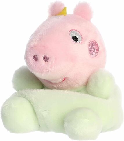 Aurora® Playful Peppa pig ™ Evie Baby Pav Palm Pals ™ محشو - ألعاب مرخصة رسميًا لجميع المعجبين - مثالية لأعياد الميلاد والبالغين والأطفال جميع الأعمار - الوردي 5 بوصات in Saudi Arabia