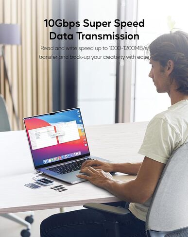 حاوية SSD مغناطيسية لهاتف iPhone 15 Pro/Max ProRes، M.2 2230/42/60/80 SSD إلى USB C، تدعم بيانات 10 جيجابت في الثانية، وشحن PD 60 وات وقارئ SSD للصوت/الميكروفون NVMe مقاس 3.5 مم (SSD غير متضمن) in Kuwait