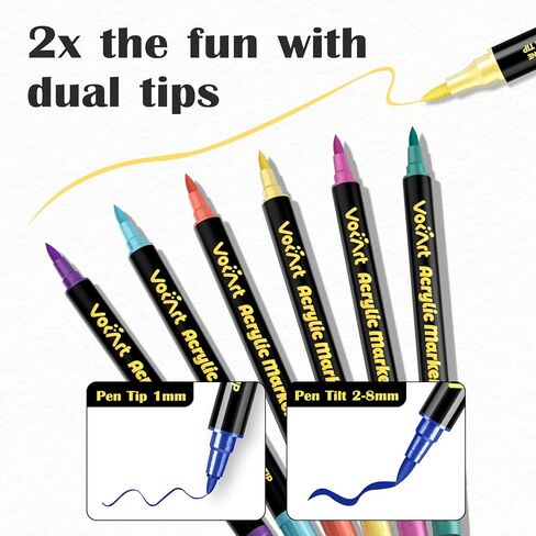 120 ألوان علامات الطلاء الاكريليك - فرشاة ثنائية الأطراف وأقلام الطلاء الناعم للصخور ، القماش ، السيراميك ، الخشب ، الزجاج ، النسيج ، اللوازم الفنية DIY للفنانين ، الأطفال ، البالغين ، زينة العطلات in Kuwait