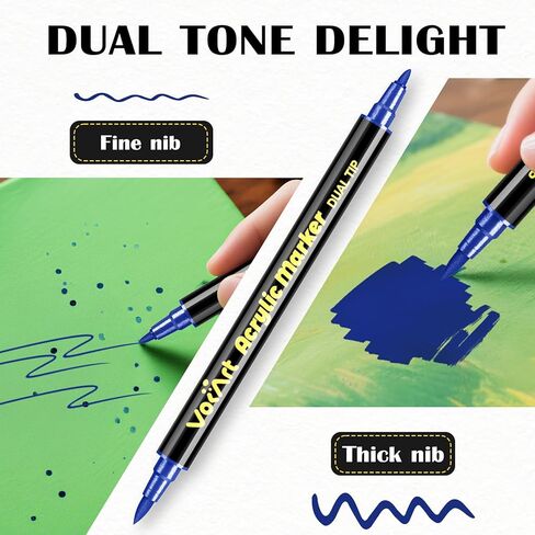 120 ألوان علامات الطلاء الاكريليك - فرشاة ثنائية الأطراف وأقلام الطلاء الناعم للصخور ، القماش ، السيراميك ، الخشب ، الزجاج ، النسيج ، اللوازم الفنية DIY للفنانين ، الأطفال ، البالغين ، زينة العطلات in Kuwait