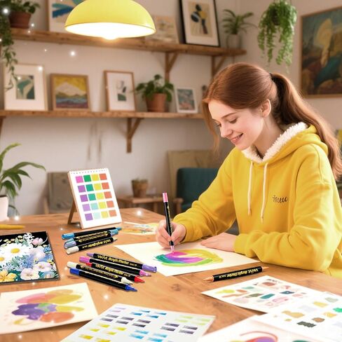 120 ألوان علامات الطلاء الاكريليك - فرشاة ثنائية الأطراف وأقلام الطلاء الناعم للصخور ، القماش ، السيراميك ، الخشب ، الزجاج ، النسيج ، اللوازم الفنية DIY للفنانين ، الأطفال ، البالغين ، زينة العطلات in Kuwait