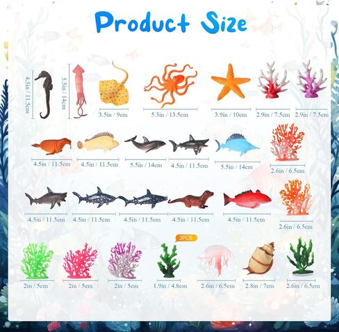 Sratte 26 Pcs Ocean Animals Figures Diorama Kit, Plastic Sea Creatures Model Toys Shark Jellyfish Dolphin Ocean Habitat Diorama Supplies for Back to School Gift Educational Learning Birthday Gift in Saudi Arabia