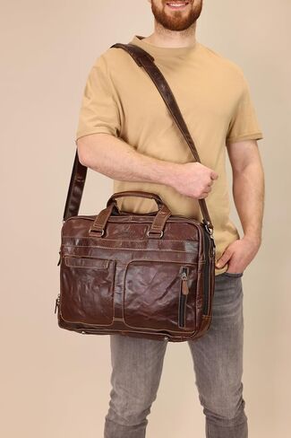 Gusti Laptop Bags Business Bags Bag Work Bag Brown Leather Men/Mens True Leather - Ripley in Kuwait