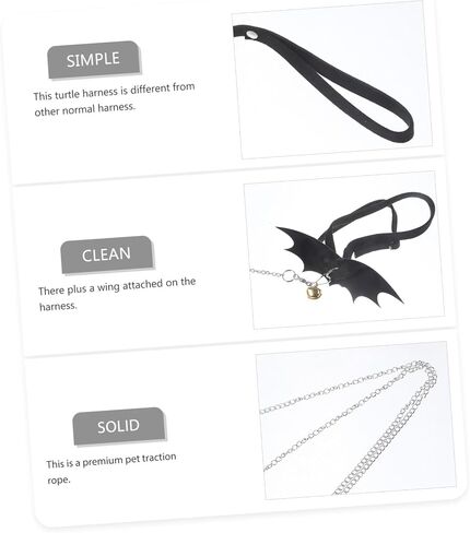 حزام تسخير سلحفاة قابل للتعديل مع تصميم الجناح للزواحف الخفيفة الوزن والتحكم في الحبل للسلحفاة المشي في الهواء الطلق لمحبي السلاحف الأسود s in Kuwait