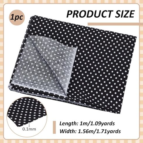 FINGERINSPIRE 1.09 Yards Black White Polka Dots Cotton Fabric 61 inch Wide Dots Printed Craft Fabric for Sewing Rectangle Cotton Material with Polka Dot Pattern Clothes Craft Fabric by The Yard in Saudi Arabia