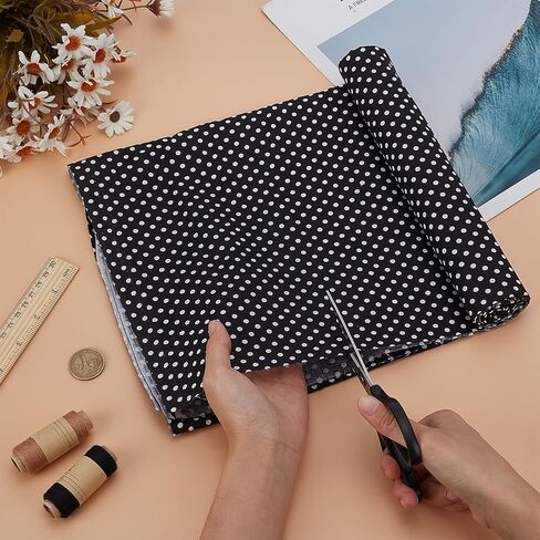 FINGERINSPIRE 1.09 Yards Black White Polka Dots Cotton Fabric 61 inch Wide Dots Printed Craft Fabric for Sewing Rectangle Cotton Material with Polka Dot Pattern Clothes Craft Fabric by The Yard in Saudi Arabia