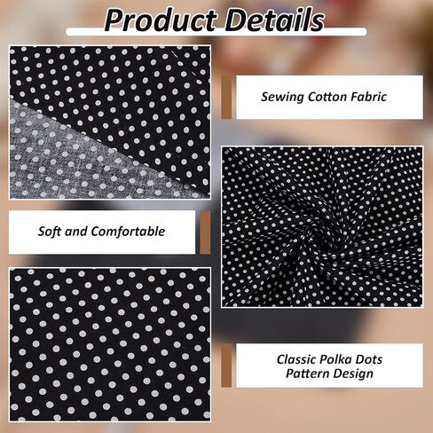 FINGERINSPIRE 1.09 Yards Black White Polka Dots Cotton Fabric 61 inch Wide Dots Printed Craft Fabric for Sewing Rectangle Cotton Material with Polka Dot Pattern Clothes Craft Fabric by The Yard in Saudi Arabia