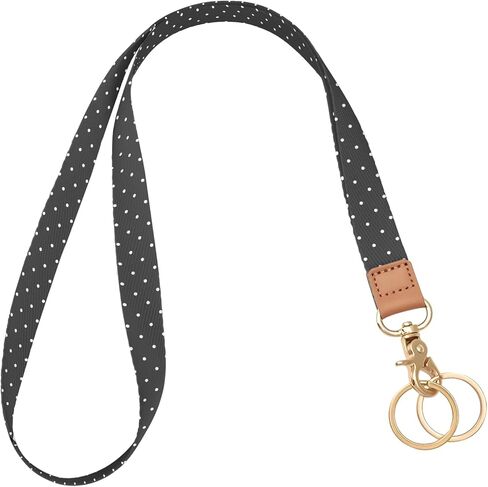 Lanyards for Keys, Neck Lanyards for ID Badges with Metal Hook, Cute Lanyard Keychain for Women, Black White Polka Dots in Kuwait