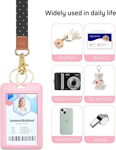 Lanyards for Keys, Neck Lanyards for ID Badges with Metal Hook, Cute Lanyard Keychain for Women, Black White Polka Dots in Kuwait