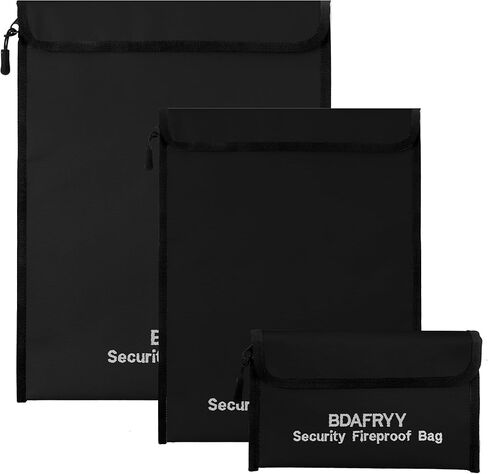 3 PCS حقيبة مستندات مقاومة للحريق ، حقيبة مستندات مالية مقاومة للماء (2000 ℉) ، لحامل المستندات A4 A5 ، نقدية ، ملف ، جواز السفر ، المجوهرات ، الكمبيوتر المحمول ، الكمبيوتر اللوحي (أسود) in Kuwait