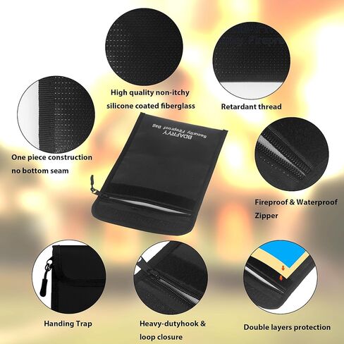 3 PCS حقيبة مستندات مقاومة للحريق ، حقيبة مستندات مالية مقاومة للماء (2000 ℉) ، لحامل المستندات A4 A5 ، نقدية ، ملف ، جواز السفر ، المجوهرات ، الكمبيوتر المحمول ، الكمبيوتر اللوحي (أسود) in Kuwait