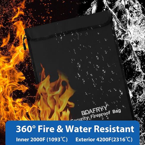 3 PCS حقيبة مستندات مقاومة للحريق ، حقيبة مستندات مالية مقاومة للماء (2000 ℉) ، لحامل المستندات A4 A5 ، نقدية ، ملف ، جواز السفر ، المجوهرات ، الكمبيوتر المحمول ، الكمبيوتر اللوحي (أسود) in Kuwait