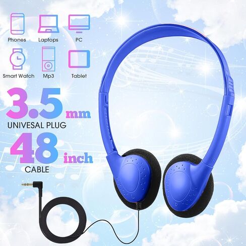 Chumia 50 Pcs Classroom Headphones Bulk Over The Head Headphones Over Ear Headsets Online Learning Earphones with 3.5 mm Headphone Plug for School Classroom Students Kids Teens Adults (Dark Blue) in Saudi Arabia