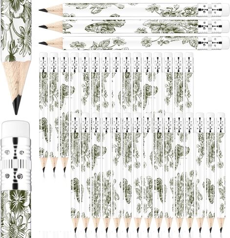 Honoson 40 Pcs Blue Floral Pencil Favors for Guest Bulk Green Sage Vintage Chinoiserie pencils for Wedding Bridal and Baby Shower, for Girl Boy Party Souvenirs Prizes and Birthday Party(Blue Floral) in Saudi Arabia