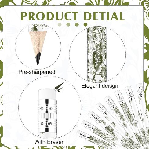 Honoson 40 Pcs Blue Floral Pencil Favors for Guest Bulk Green Sage Vintage Chinoiserie pencils for Wedding Bridal and Baby Shower, for Girl Boy Party Souvenirs Prizes and Birthday Party(Blue Floral) in Saudi Arabia