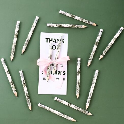 Honoson 40 Pcs Blue Floral Pencil Favors for Guest Bulk Green Sage Vintage Chinoiserie pencils for Wedding Bridal and Baby Shower, for Girl Boy Party Souvenirs Prizes and Birthday Party(Blue Floral) in Saudi Arabia