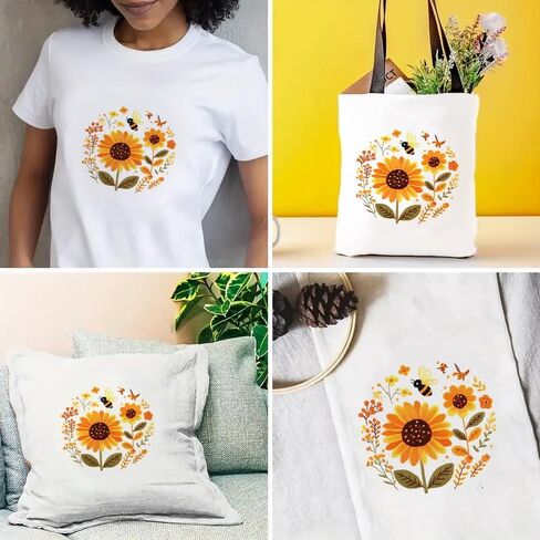 Zhenqing Bee & Flower Garden Cross Stitch Kit for Beginners - 4 Pre-Printed Designs with Hoop, Threads & Complete Tools(68059) in Saudi Arabia