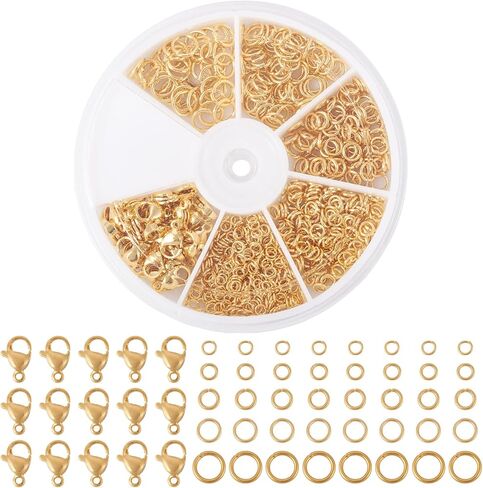 BEADTHOVEN 5 SIZE REAL 18K GOLD BRASS BRASS RINGS ومقاطع مخلب لوبستر ، ومقاطع المجوهرات غير المشوهة للإغلاق للأساور قلادات مجوهرات صنع المجوهرات. in Saudi Arabia