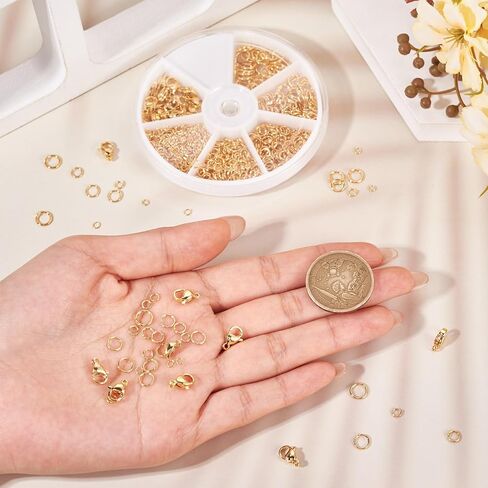 BEADTHOVEN 5 SIZE REAL 18K GOLD BRASS BRASS RINGS ومقاطع مخلب لوبستر ، ومقاطع المجوهرات غير المشوهة للإغلاق للأساور قلادات مجوهرات صنع المجوهرات. in Saudi Arabia