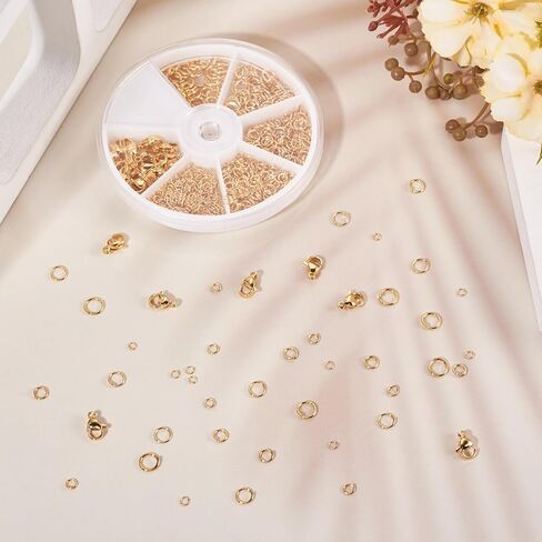BEADTHOVEN 5 SIZE REAL 18K GOLD BRASS BRASS RINGS ومقاطع مخلب لوبستر ، ومقاطع المجوهرات غير المشوهة للإغلاق للأساور قلادات مجوهرات صنع المجوهرات. in Saudi Arabia