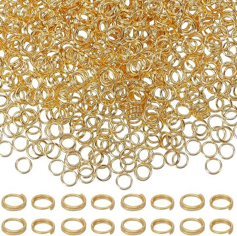Sunnyclue 1 Box 1000pcs تقسيم حلقات حلقة مزدوجة 5 مم حلقات قفزة الذهب جولة جولة جولة حلقات الموصل النحاس المصغرة حلقة معدنية لمجوهرات صنع لوازم ديي قلادة أساور الأقراط in Saudi Arabia