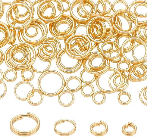 PH PandaHall 100pcs 24K Gold Plated Split Rings, Golden Double Jump Rings 4/5/6/8mm Double Loop Key Ring Small Brass Linking Connector Ring for Pendants Key Chains Jewelry Making Crafting Fishing in Saudi Arabia
