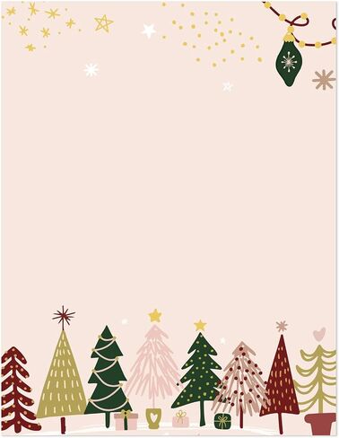 Whaline 60 Sheets Boho Christmas Tree Stationery Paper paper jouwte-sidive justiv xmas pord in Saudi Arabia