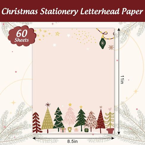 Whaline 60 Sheets Boho Christmas Tree Stationery Paper paper jouwte-sidive justiv xmas pord in Saudi Arabia