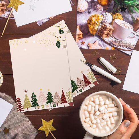 Whaline 60 Sheets Boho Christmas Tree Stationery Paper paper jouwte-sidive justiv xmas pord in Saudi Arabia