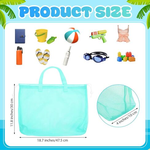 Paterr 8 PCS Mesh Beach Tote Bage Dischell Facs قابلة للطي منظم لعبة شاطئ كبير مع الرباطين ، وسباحة الصالة الرياضية التخييم التخييم هدايا عيد ميلاد قابلة للطي ، 8 ألوان in Saudi Arabia