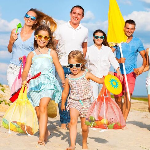 Paterr 8 PCS Mesh Beach Tote Bage Dischell Facs قابلة للطي منظم لعبة شاطئ كبير مع الرباطين ، وسباحة الصالة الرياضية التخييم التخييم هدايا عيد ميلاد قابلة للطي ، 8 ألوان in Saudi Arabia