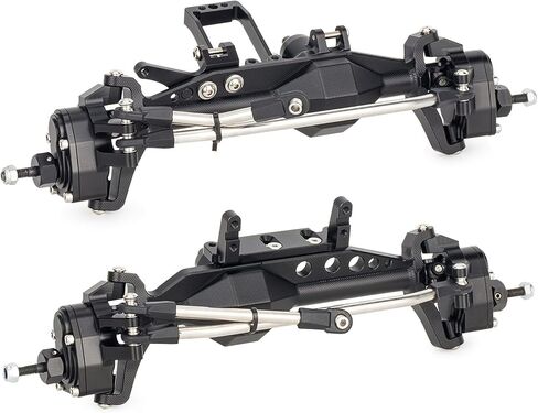 1/10 RC Portal Axles Set with BTA SOA Servo Mount CNC Aluminum One Piece Construction Offset Front Rear Completes Axle Set for Axial Capra 1.9 UTB LCG Cheater Rig 4WS DIY Upgrades (Black) in Saudi Arabia