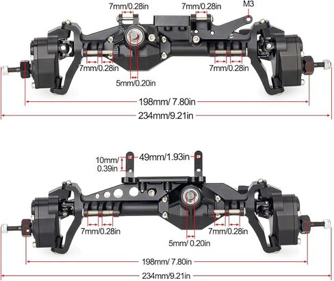 1/10 محاور بوابة RC مع BTA SOA SARAM MOUNT CNC الألومنيوم قطعة واحدة البناء الإزاحة الخلفية الأمامية تكمل المحور المحور CAPRA المحوري 1.9 UTB LCG الغشاش 4WS ترقيات DIY (أسود) in Kuwait