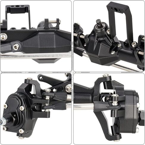 1/10 RC Portal Axles Set with BTA SOA Servo Mount CNC Aluminum One Piece Construction Offset Front Rear Completes Axle Set for Axial Capra 1.9 UTB LCG Cheater Rig 4WS DIY Upgrades (Black) in Saudi Arabia