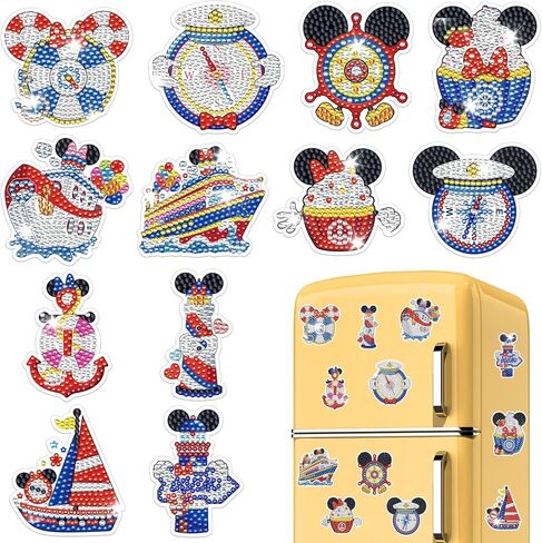 12 PCS Mouse Diamond Painting Magnets ، Mouse Mouse Diamond Art Magnet للأطفال البالغين ، ومغنطة الثلاجة المائية ، وحرف DIY للمرآب ، والمطبخ ، والثلاجة in Kuwait
