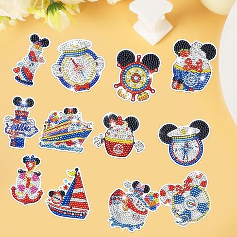 12 PCS Mouse Diamond Painting Magnets ، Mouse Mouse Diamond Art Magnet للأطفال البالغين ، ومغنطة الثلاجة المائية ، وحرف DIY للمرآب ، والمطبخ ، والثلاجة in Kuwait