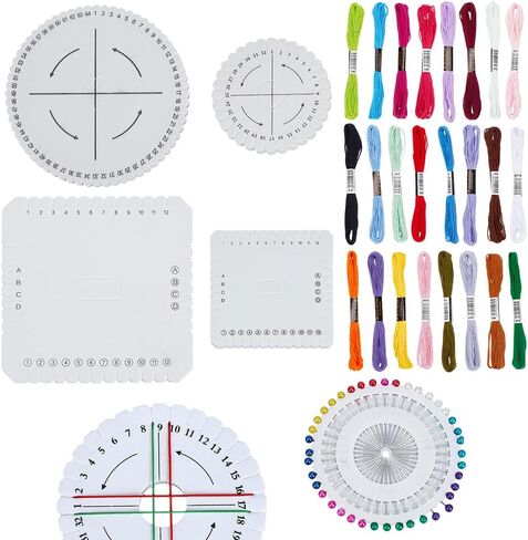 WEBEEDY Kumihimo Kit for Beginners, Japanese Kumihimo Starter Kit Bracelet Beaded Braid Set Include 4 Pcs Square & Round Disk with 24 Thread for DIY Beading & Bracelet Weaving Supplies in Saudi Arabia