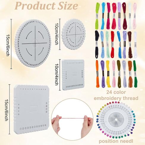 WEBEEDY Kumihimo Kit for Beginners, Japanese Kumihimo Starter Kit Bracelet Beaded Braid Set Include 4 Pcs Square & Round Disk with 24 Thread for DIY Beading & Bracelet Weaving Supplies in Saudi Arabia