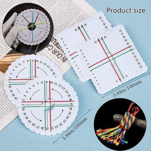WEBEEDY Kumihimo Kit for Beginners, Japanese Kumihimo Starter Kit Bracelet Beaded Braid Set Include 4 Pcs Square & Round Disk with 24 Thread for DIY Beading & Bracelet Weaving Supplies in Saudi Arabia