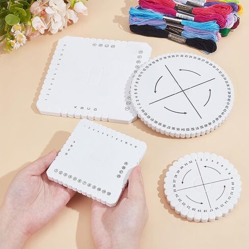 WEBEEDY Kumihimo Kit for Beginners, Japanese Kumihimo Starter Kit Bracelet Beaded Braid Set Include 4 Pcs Square & Round Disk with 24 Thread for DIY Beading & Bracelet Weaving Supplies in Saudi Arabia