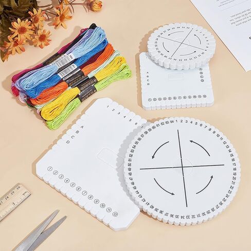 WEBEEDY Kumihimo Kit for Beginners, Japanese Kumihimo Starter Kit Bracelet Beaded Braid Set Include 4 Pcs Square & Round Disk with 24 Thread for DIY Beading & Bracelet Weaving Supplies in Saudi Arabia