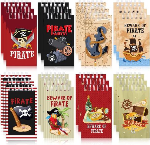 Teling 24 Pieces Mini Pirate Notepads Notebooks Pirate Party Favors Small Spiral Notebooks Mini Pocket Notepads for Kids Birthday Party Supplies Teacher Classroom Rewards in Saudi Arabia
