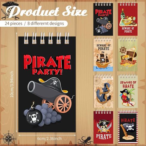 Teling 24 Pieces Mini Pirate Notepads Notebooks Pirate Party Favors Small Spiral Notebooks Mini Pocket Notepads for Kids Birthday Party Supplies Teacher Classroom Rewards in Saudi Arabia