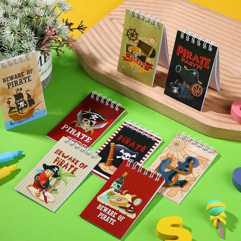Teling 24 Pieces Mini Pirate Notepads Notebooks Pirate Party Favors Small Spiral Notebooks Mini Pocket Notepads for Kids Birthday Party Supplies Teacher Classroom Rewards in Saudi Arabia