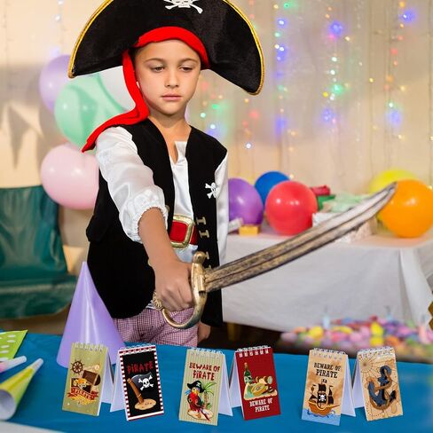 Teling 24 Pieces Mini Pirate Notepads Notebooks Pirate Party Favors Small Spiral Notebooks Mini Pocket Notepads for Kids Birthday Party Supplies Teacher Classroom Rewards in Saudi Arabia